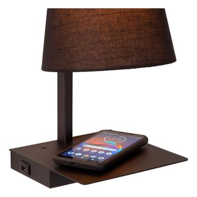 Lucide GREGORY - Bedlamp / Wandlamp - 1xE27 - Met USB oplaadpunt - Zwart