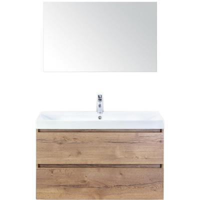 Maxx XL Badmeubelset 100 cm - Natuur Eiken - Wastafel Just 1 Kraangat met Spiegel