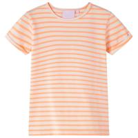 Kindershirt gestreept 104 neonoranje - thumbnail