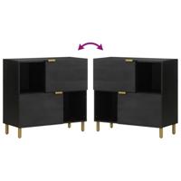 Dressoir 80x33x75 cm bewerkt hout zwart - thumbnail