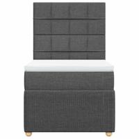 Boxspring met matras stof donkergrijs 90x190 cm - thumbnail