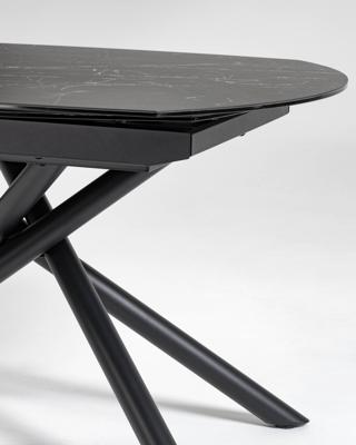 Kave Home Uitschuifbare Eettafel 'Yodalia' Zwart keramiek met marmerlook, 130-190 x 100cm Kave Home Uitschuifbare Eettafel 'Yodalia' Zwart keramiek met marmerlook, 130-190 x 100cm