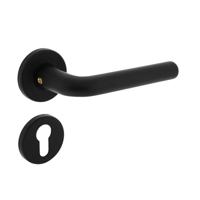 Deurkruk Derby op rozet ø50x7 mm + 7mm nokken met profielcilinderplaatjes zwart - thumbnail