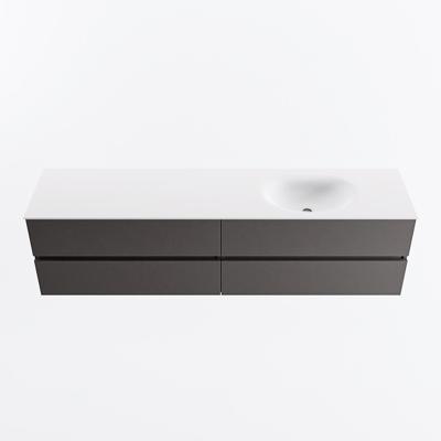 MONDIAZ VICA 190cm badmeubel onderkast Dark Grey 4 lades. Wastafel MOON rechts 1 kraangat, kleur Talc.