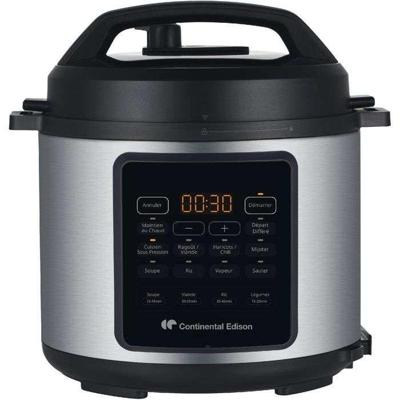 Multicooker/snelkookpan - CONTINENTAL EDISON - CEMCSP10006L - 6 liter - 1000 W - Zwart en roestvrij staal