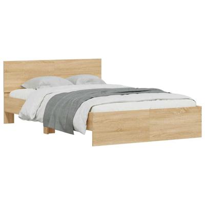 Bedframe met hoofdeinde en LED sonoma eikenkleurig 140x190 cm