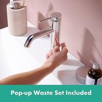 Hansgrohe Tecturis S ééngreeps wastafelkraan 110 met PopUp trekwaste, chroom - thumbnail