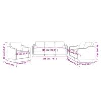 3-delige Loungeset met kussens stof zwart - thumbnail