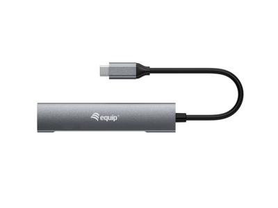 Equip 128963 128963 USB-hub 4 poorten USB-A USB 3.2 Gen1 5 GBit/s Met USB-C stekker Zwart, Zilver