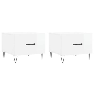 Salontafels 2 st 50x50x40 cm bewerkt hout hoogglans wit Salontafels 2 st 50x50x40 cm bewerkt hout hoogglans wit