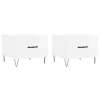 Salontafels 2 st 50x50x40 cm bewerkt hout hoogglans wit - thumbnail