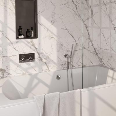 Chrome Edition thermostatische inbouw badkraan SET 03 met drukknoppen en badvulcombinatie