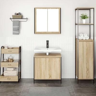2-delige Badkamermeubelset bewerkt hout sonoma eikenkleurig