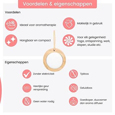 Geursteen met hanger - Aromastone hout Geursteen met hanger - Aromastone hout