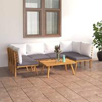 7-delige Loungeset met kussens massief acaciahout - thumbnail