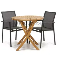 Tuinset Delia grijs stapelbaar met Milton tafel rond 80 - thumbnail