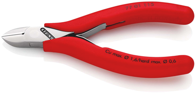 Knipex Elektronica-Zijsnijtang | 115 mm Lengte | Kunststof Bekleed - 77 01 115 SB