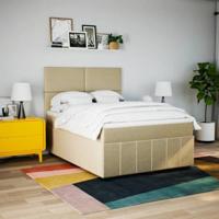 Boxspring met matras stof crèmekleurig 140x200 cm - thumbnail