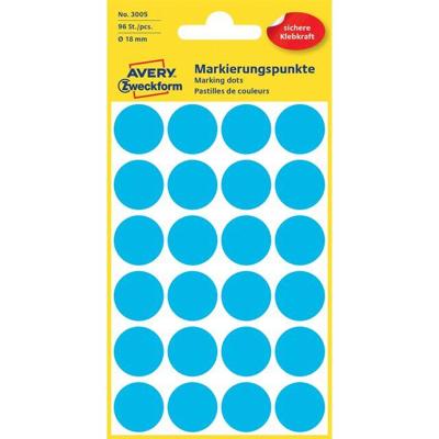 Etiket Avery Zweckform 3005 rond 18mm blauw 96 etiketten | 10 stuks