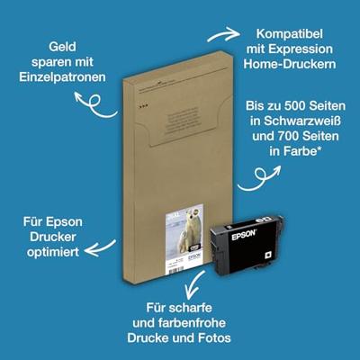 Epson inktcartridge 26XL, 500 pagina&apos;s, OEM C13T26214012, zwart - thumbnail