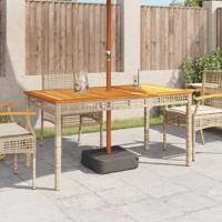 Tuintafel 140x80x75 cm poly rattan en acaciahout beige - thumbnail