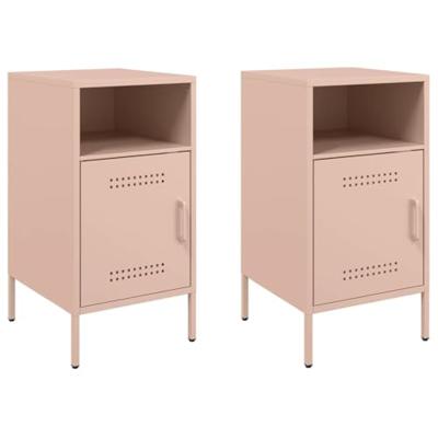 Nachtkastjes 2 st 36x39x68 cm staal roze