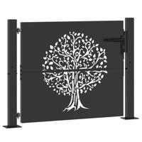 VidaXL Tuinpoort met slot zwart 110 x 105 cm poedergecoat staal - thumbnail