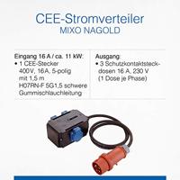 Schwabe CEE Stroomverdeler met 1,5m kabel 16A naar 3 x 230V - thumbnail