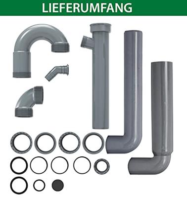 Kirchhoff ECO-SAVE Kunststof ruimtebesparende spoelbak buisvormige sifon, Grau, 1 1/2" H x 50 mm, met 3/4" apparaataansluiting - 98833649