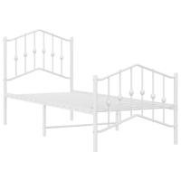 Bedframe met hoofd- en voeteneinde metaal wit 75x190 cm - thumbnail