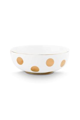Pip Studio Set/2 Kommen Dot Delight Wit/Goud 20cm