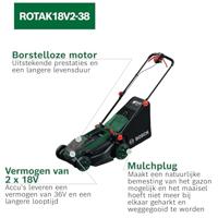 Bosch Groen Accumaaier Rotak 18V2-38 | Zonder accu's en lader | Incl. Mulchplug - 06008B9M01 - thumbnail