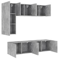 5-delige Tv-wandmeubelset bewerkt hout betongrijs - thumbnail