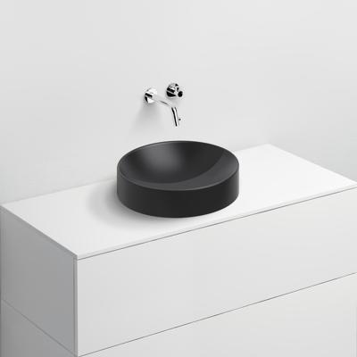 Vale wastafel ø41 cm, zonder kranenbank, mat zwart keramiek