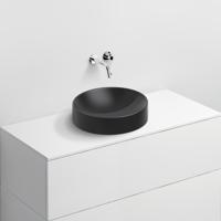 Vale wastafel ø41 cm, zonder kranenbank, mat zwart keramiek - thumbnail
