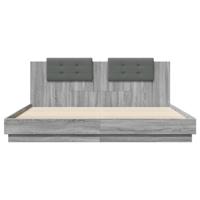 Bedframe met hoofdbord en LED grijs sonoma eiken 200x200 cm - thumbnail