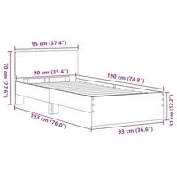 Bedframe met hoofdeinde Zwart eiken 90 x 190 cm Bewerkt hout - thumbnail