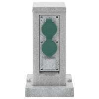 VidaXL Tuinstopcontact grondpin 4-wegs steen-look 16x16x29,5 cm grijs - thumbnail