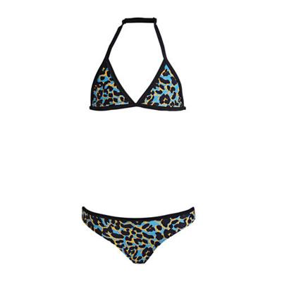 BEACHWAVE triangel bikini met panterprint blauw/oranje/zwart BEACHWAVE triangel bikini met panterprint blauw/oranje/zwart