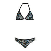 BEACHWAVE triangel bikini met panterprint blauw/oranje/zwart - thumbnail