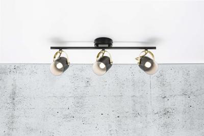 Plafondlamp zwart messing &apos;Lotus&apos; Nordlux 3 Spotlicht 3xE14 zwart / messing