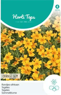 Zaden Tagetes Randjes-afrikaan Orange Hortitops - Hortitops