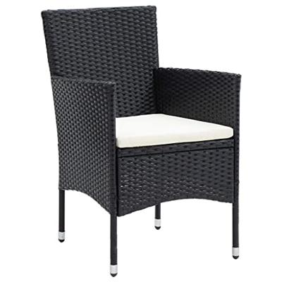 7-delige Tuinset met kussens poly rattan zwart - thumbnail