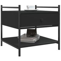 Salontafel 50x50x50 cm bewerkt hout zwart - thumbnail