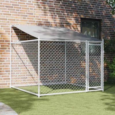 VidaXL Hondenhok met dak en deur 2x2x2 m gegalvaniseerd staal grijs VidaXL Hondenhok met dak en deur 2x2x2 m gegalvaniseerd staal grijs