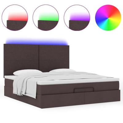 Ottoman bed met matras en LED's 180x200cm stof donkerbruin