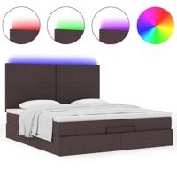 Ottoman bed met matras en LED's 180x200cm stof donkerbruin - thumbnail