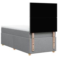 Boxspring met matras stof lichtgrijs 90x200 cm - thumbnail