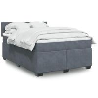 Boxspring met matras fluweel donkergrijs 140x190 cm - thumbnail