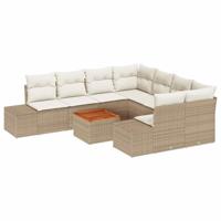 Tuinbankenset met opslag 9 pcs Beige en Crème poly rattan - thumbnail